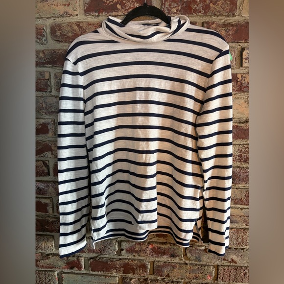 Madewell Tops - Madewell Navy White Breton Stripe Long Sleeve Tee Turtleneck Top Large